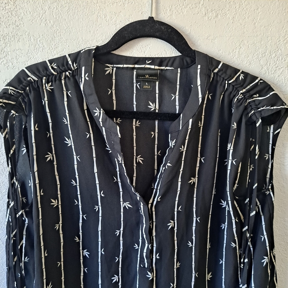 Worthington Black Bamboo striped Blouse - Picture 2 of 7
